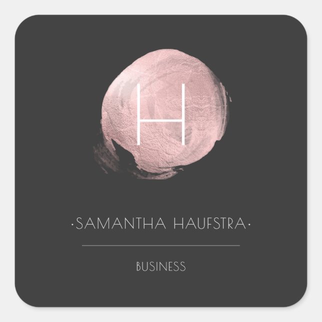 PixDezines Monogram Gold Faux Foil Square Sticker (Front)