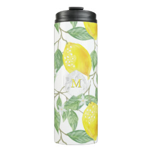 PixDezines MONOGRAM LEMON PATTERN Thermal Tumbler