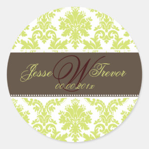 PixDezines monogram paloma damask, DIY colours Classic Round Sticker