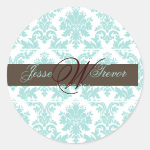 PixDezines monogram paloma damask, DIY colours Classic Round Sticker