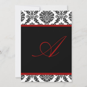 PixDezines monogram rosette damask/DIY colour+font Invitation