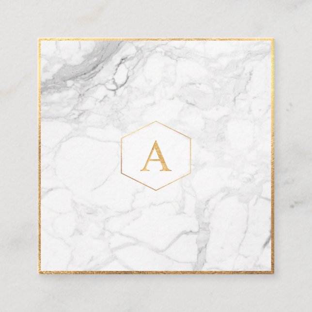 PixDezines MONOGRAM WISHING WELL/MARBLE+GOLD Enclosure Card (Front)