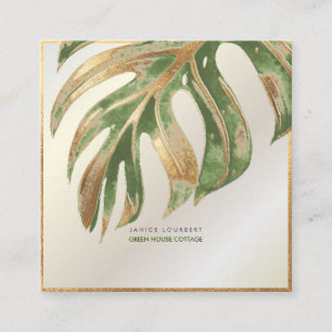PixDezines MONSTERA, DUO TONE FAUX FOIL Square Bus Square Business Card