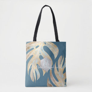 PixDezines Monstera   Iridescent Gold   DIY Colour Tote Bag