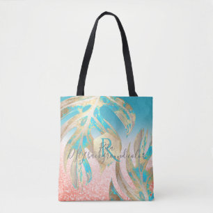 PixDezines Monstera   Iridescent Gold   DIY Colour Tote Bag