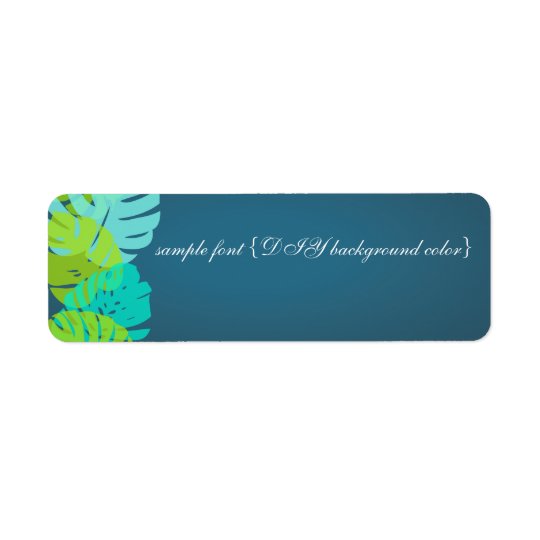 PixDezines monstera leaves/aqua+lime Return Address Label