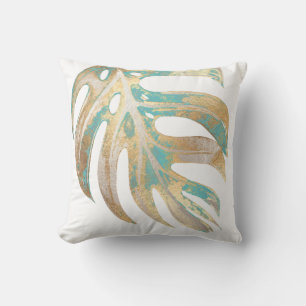 PixDezines MONSTERA LEAVES DIY TEAL Cushion