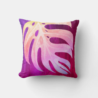 PixDezines MONSTERA LEAVES OMBRE WATERCOLOR Cushion
