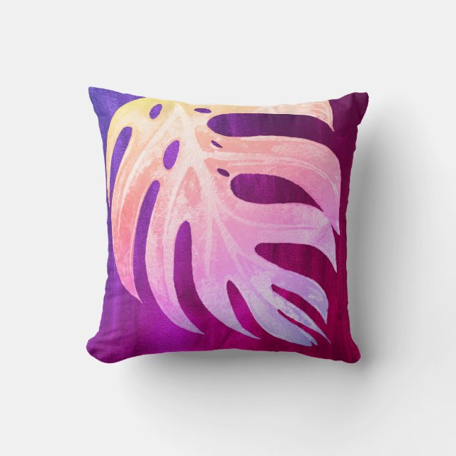 PixDezines MONSTERA LEAVES OMBRE WATERCOLOR Cushion (Front)