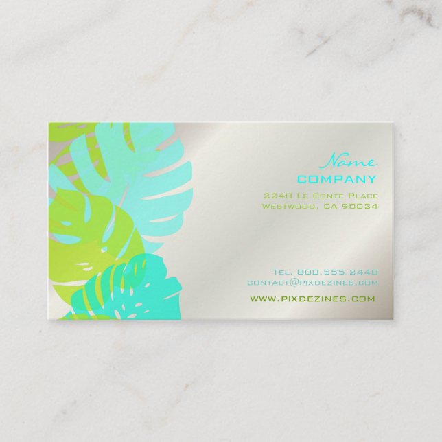 PixDezines Monstera, retro tropical foliage Business Card (Front)