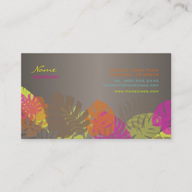 PixDezines Monstera, retro tropical foliage Business Card (Front)