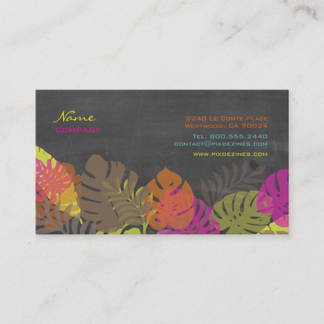PixDezines Monstera, retro tropical foliage Business Card (Front)