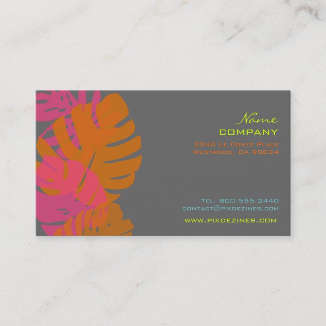 PixDezines Monstera, retro tropical foliage Business Card (Front)