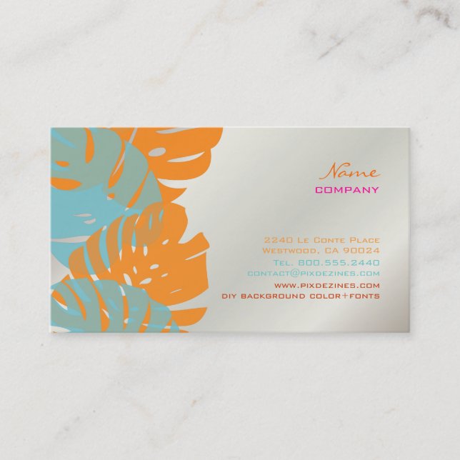 PixDezines Monstera, retro tropical foliage Business Card (Front)