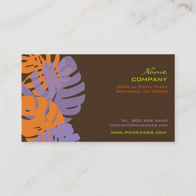 PixDezines Monstera, retro tropical foliage Business Card (Front)