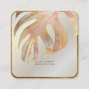 PixDezines MONSTERA, TRI-COLOR FAUX FOIL Square Business Card
