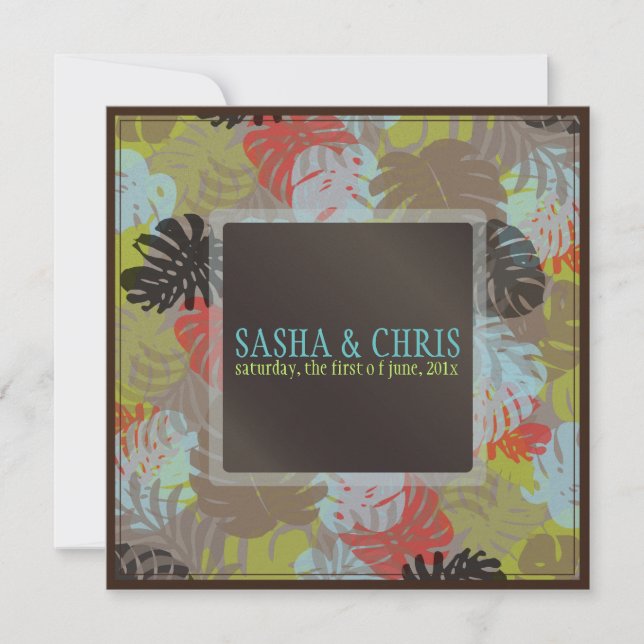 PixDezines Monstera, Tropical Foliage/diy colours Invitation (Front)
