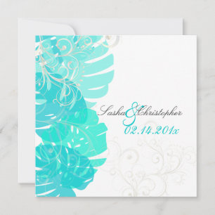 PixDezines Monstera, Tropical Foliage + Swirls Invitation