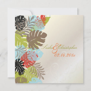 PixDezines Monstera, Tropical Foliage+Swirls Invitation