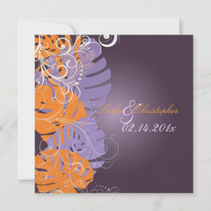 PixDezines Monstera, Tropical Foliage + Swirls Invitation