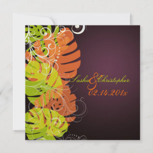 PixDezines Monstera, Tropical Foliage + Swirls Invitation