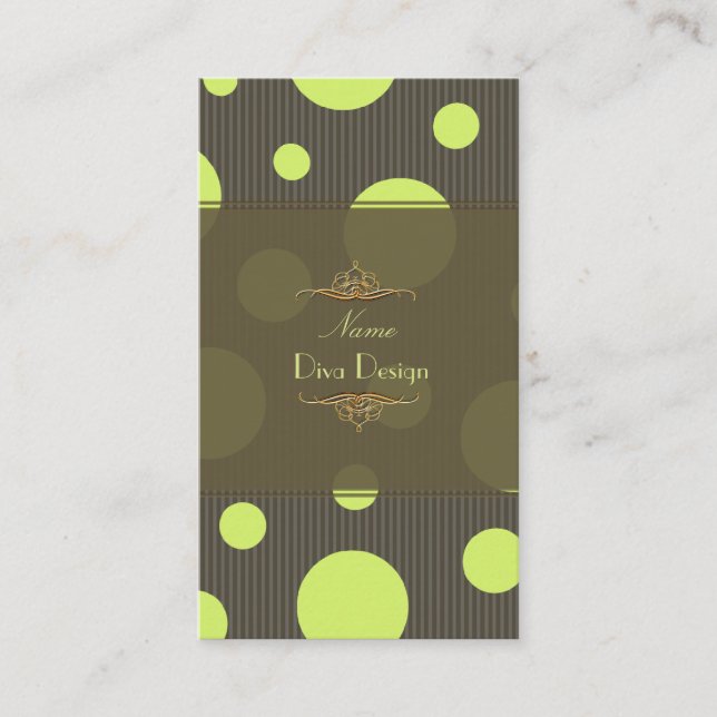 PixDezines moss green polka dots/DIY backgrouond Business Card (Front)