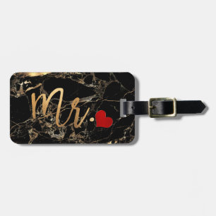 PixDezines MR BLACK MARBLE+FAUX GOLD Luggage Tag