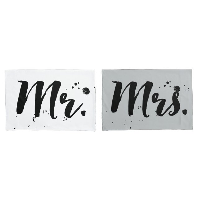 PixDezines mr/mrs/b+w/DIY background colours Pillowcase (Front-Set)