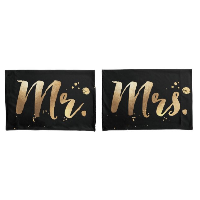 PixDezines mr/mrs/faux gold/DIY colours Pillowcase (Front-Set)