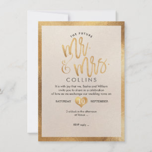 PixDezines Mr. & Mrs. Faux Gold Hearts Invitation