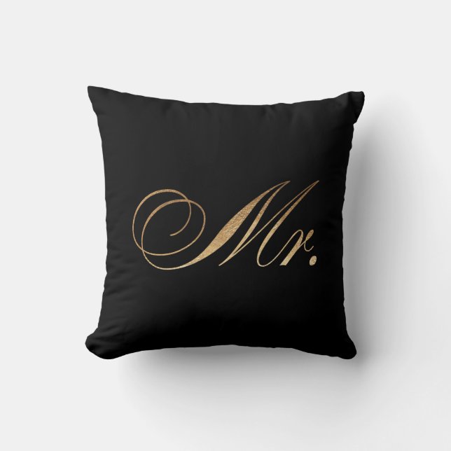 PixDezines Mr. pillow/faux gold foil Cushion (Front)