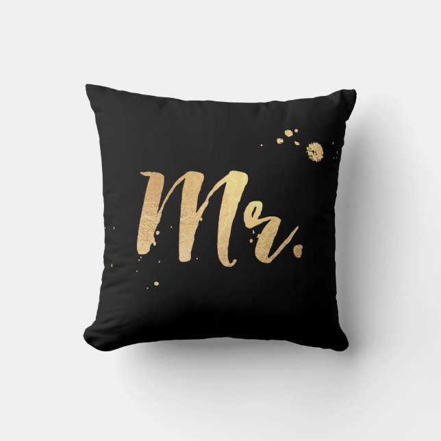 PixDezines Mr. pillow/faux gold foil/DIY backgrnd Cushion (Front)