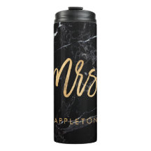 PixDezines Mrs. BLACK MARBLE FAUX GOLD