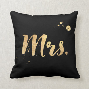 PixDezines Mrs. pillow/faux gold foil/DIY backgrnd Cushion