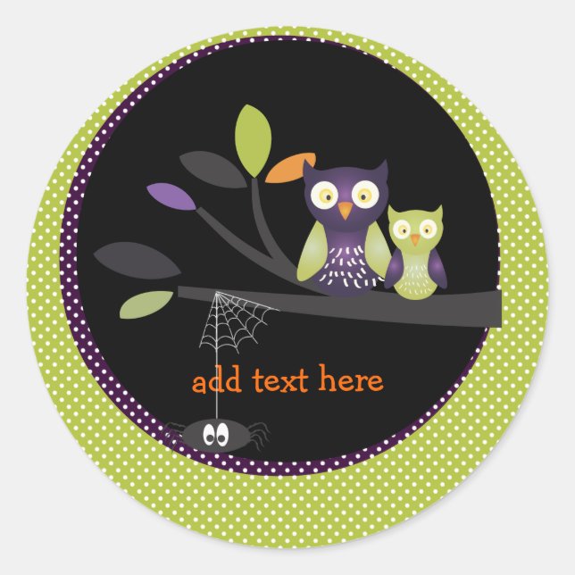 PixDezines Mummy+baby owl, halloween Classic Round Sticker (Front)