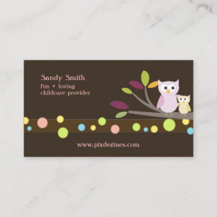 PixDezines Mummy + Baby owls childcare Business Card