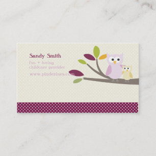 PixDezines Mummy + Baby owls childcare Calling Card