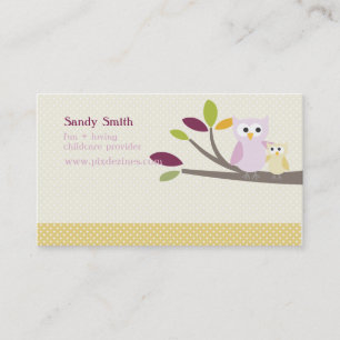 PixDezines Mummy + Baby owls childcare Calling Card