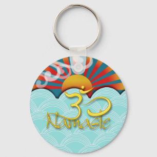 PixDezines namaste+wind+water+sunburst+om Key Ring
