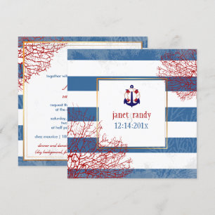PixDezines nautical anchors+lifesavers/diy colour Invitation
