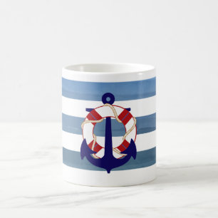 PixDezines nautical stripes/anchor Coffee Mug
