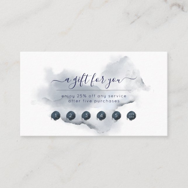 PixDezines Navy Blue Watercolor Reward Card (Front)