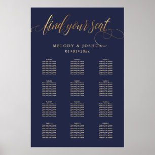 PixDezines Navy+Gold Calligraphy, Seating Chart