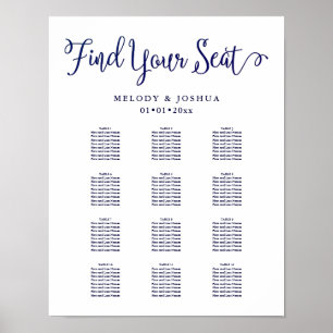 PixDezines Navy Modern Calligraphy, Seating Chart