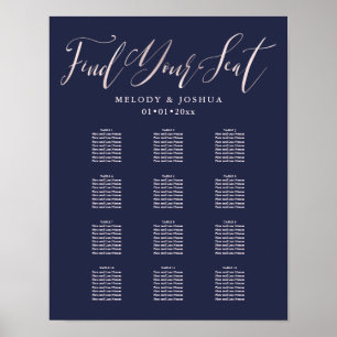 PixDezines Navy Modern Calligraphy, Seating Chart