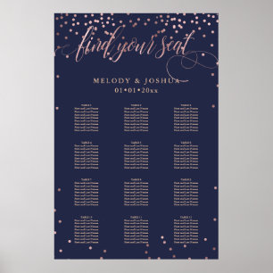 PixDezines Navy+Rose Gold Script, Seating Chart