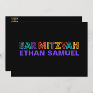 PixDezines neon bar mitzvah Invitation