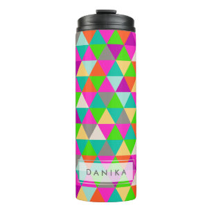 PixDezines Neon Colours Geometric/Triangles Thermal Tumbler