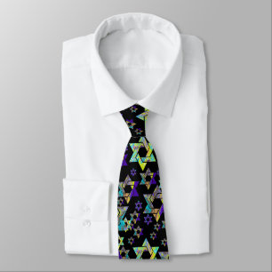 PixDezines Neon Colours Star of David Tie