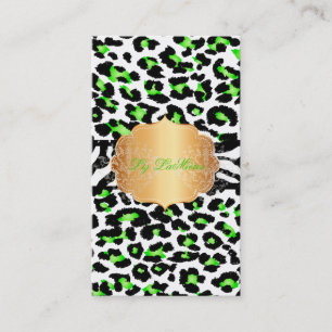 PixDezines neon green cheetah+zebra Business Card
